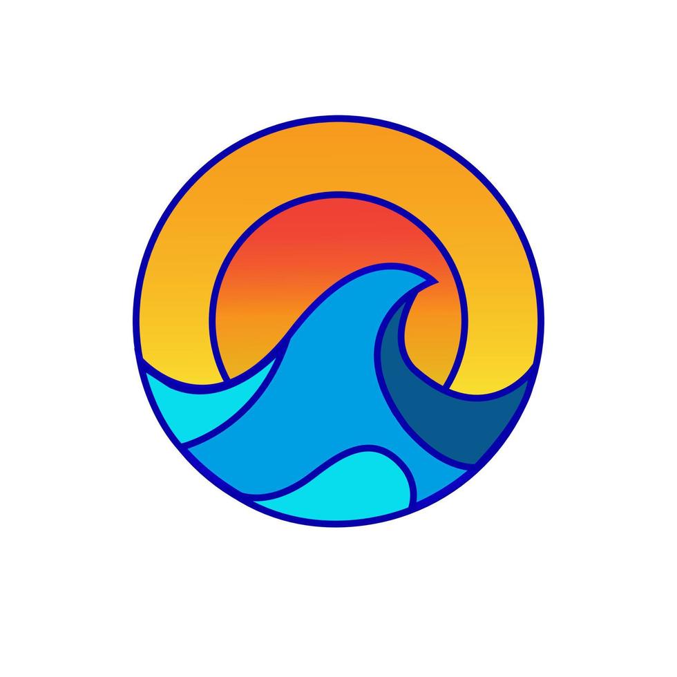 blå Vinka logotyp design med skön solnedgång himmel. lämplig för logotyper, klistermärken och t-shirt mönster vektor