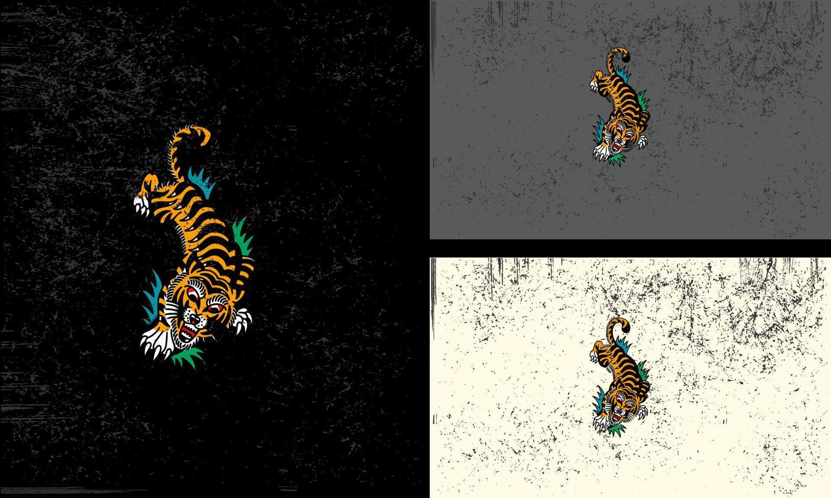 tiger med gräs vektor illustration maskot design