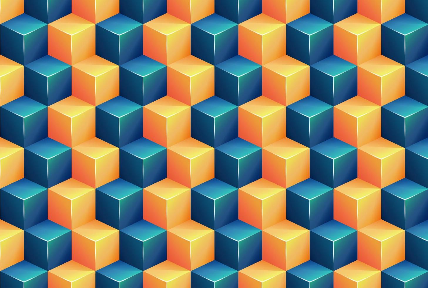 fyrkant mönster bakgrund med blå och orange Färg 3d vektorer