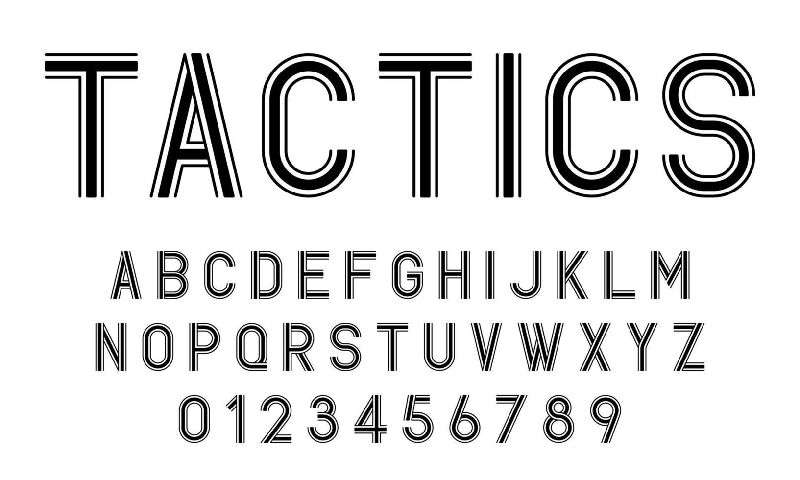 Satz von Alphabeten Schriftarten Buchstaben und Zahlen modernes abstraktes Design mit Linien Vektor-Illustration vektor