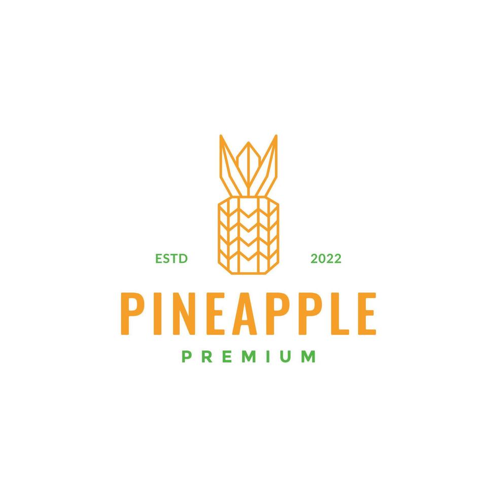 färsk frukt ananas polygonal linje minimal logotyp design vektor
