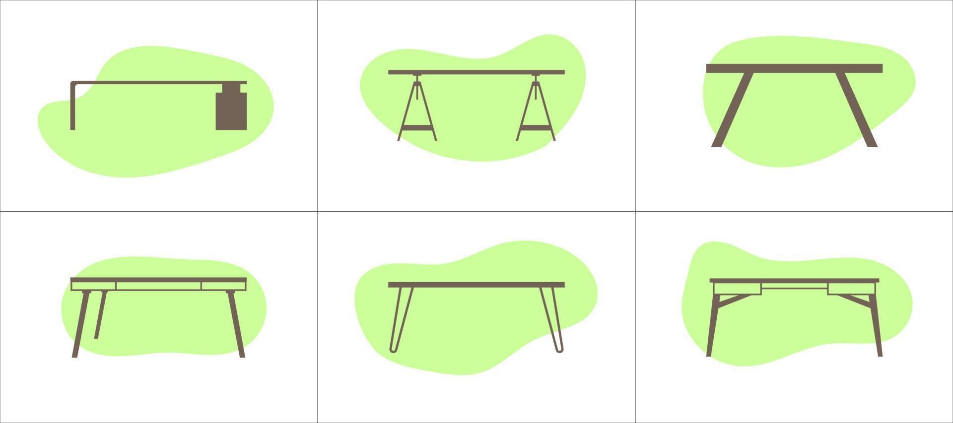 uppsättning av annorlunda tabell ikoner i trendig platt stil. vektor illustration.