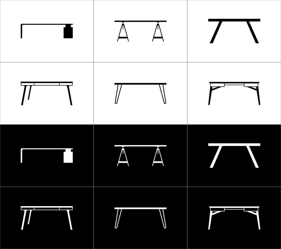 tabell ikoner uppsättning. vektor illustration isolerat på vit och svart bakgrund.