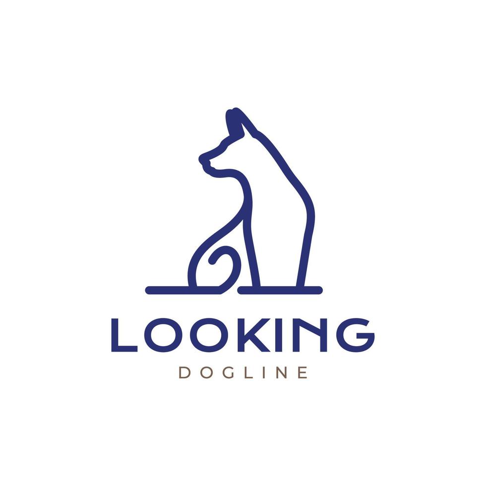 djur- husdjur hund hund valp sitta linje modern enkel logotyp design vektor