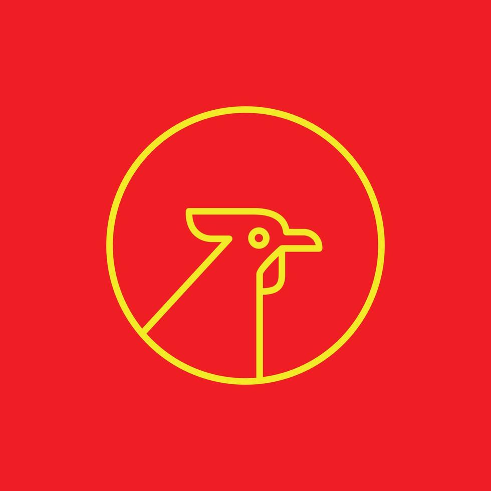 fjäderfän tupp kyckling huvud geometrisk cirkel modern minimal logotyp design vektor