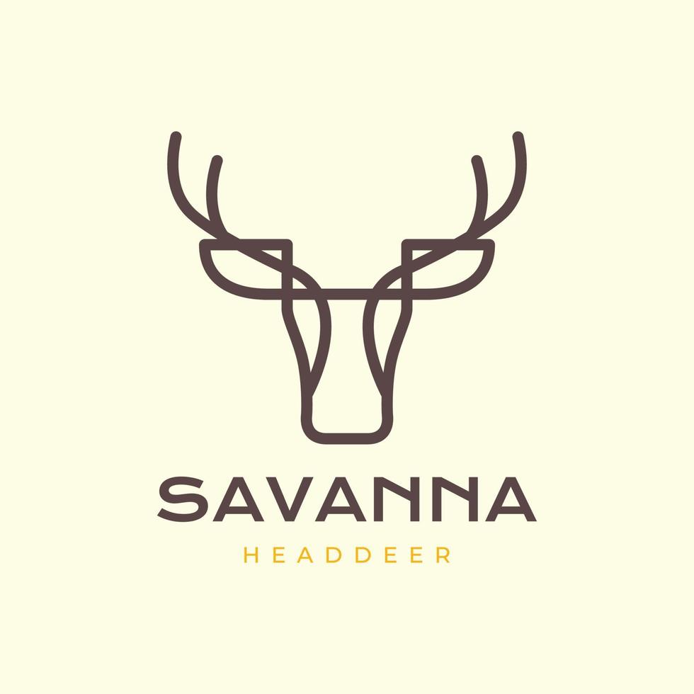 Tier Savanne Pflanzenfresser männlich Hirsch gehörnt modern Linie minimal Logo Design Vektor