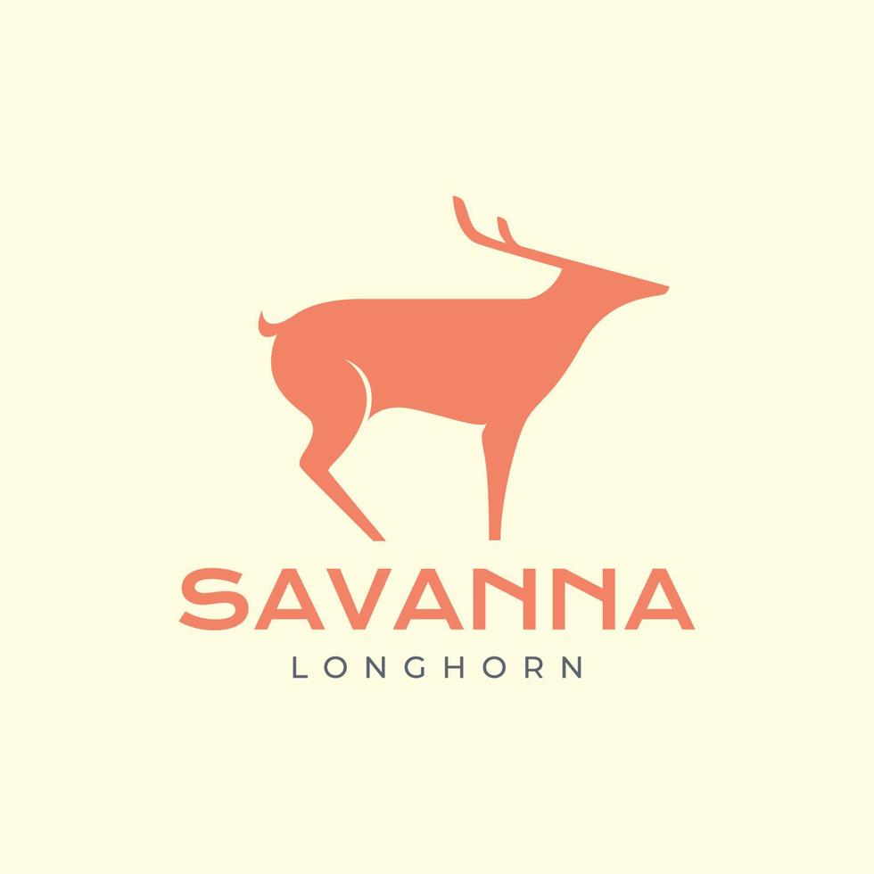 Savanne Tier Wald Tierwelt Pflanzenfresser Hirsch lange Horn modern isoliert Logo Design Design vektor