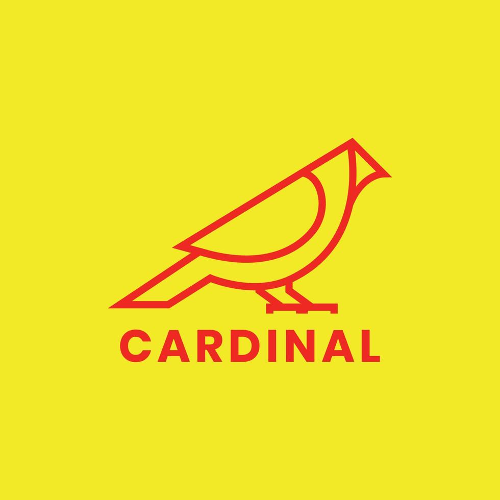 fågel exotiska kardinal röd minimal linje modern platt logotyp design design vektor