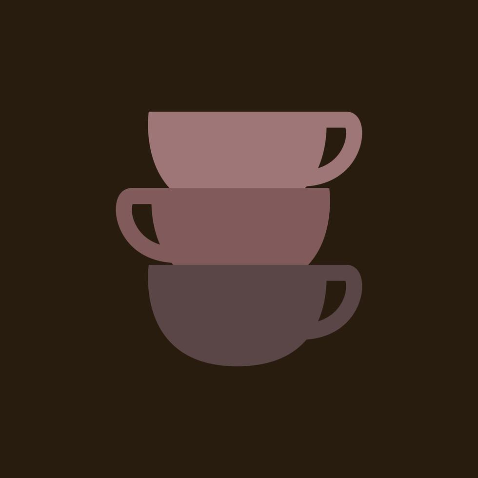 kopp av kaffe staplade upp choklad dryck smak lukt logotyp design vektor