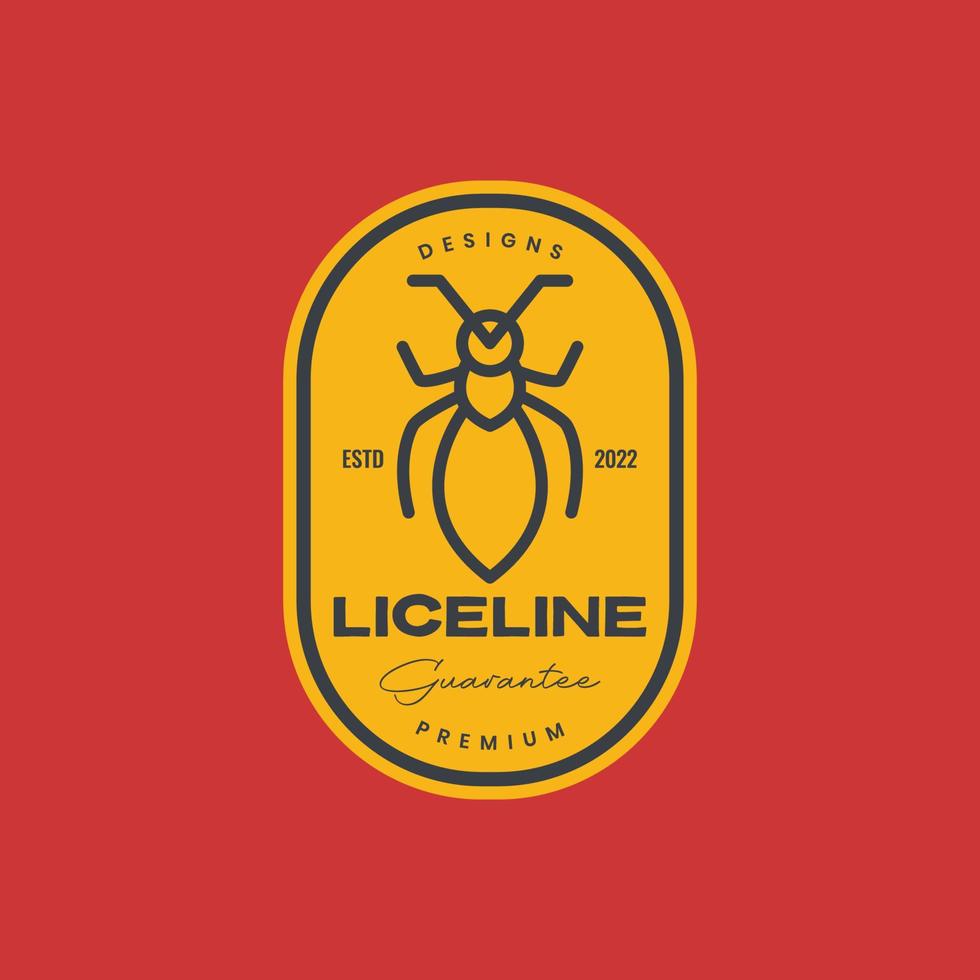 Tier Insekt Läuse Linie minimal Abzeichen Jahrgang Logo Design Vektor