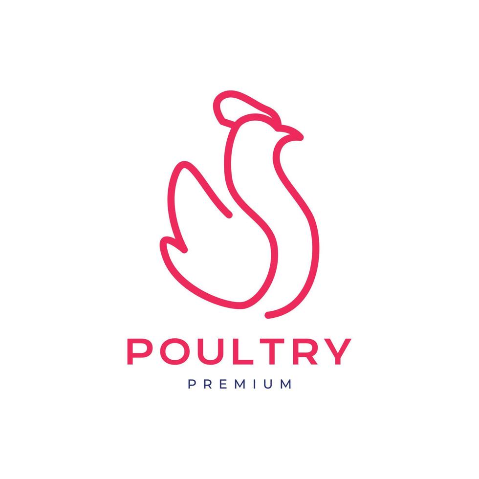 Geflügel Hähnchen Henne Fleisch Ei einzigartig modern Linie Kunst Logo Design Vektor