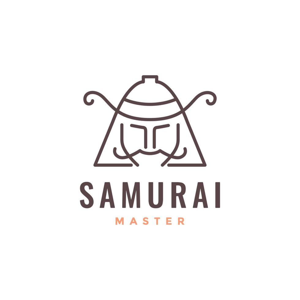 Gesicht Samurai japanisch Kultur stark Maskottchen minimal Linie Logo Design Vektor