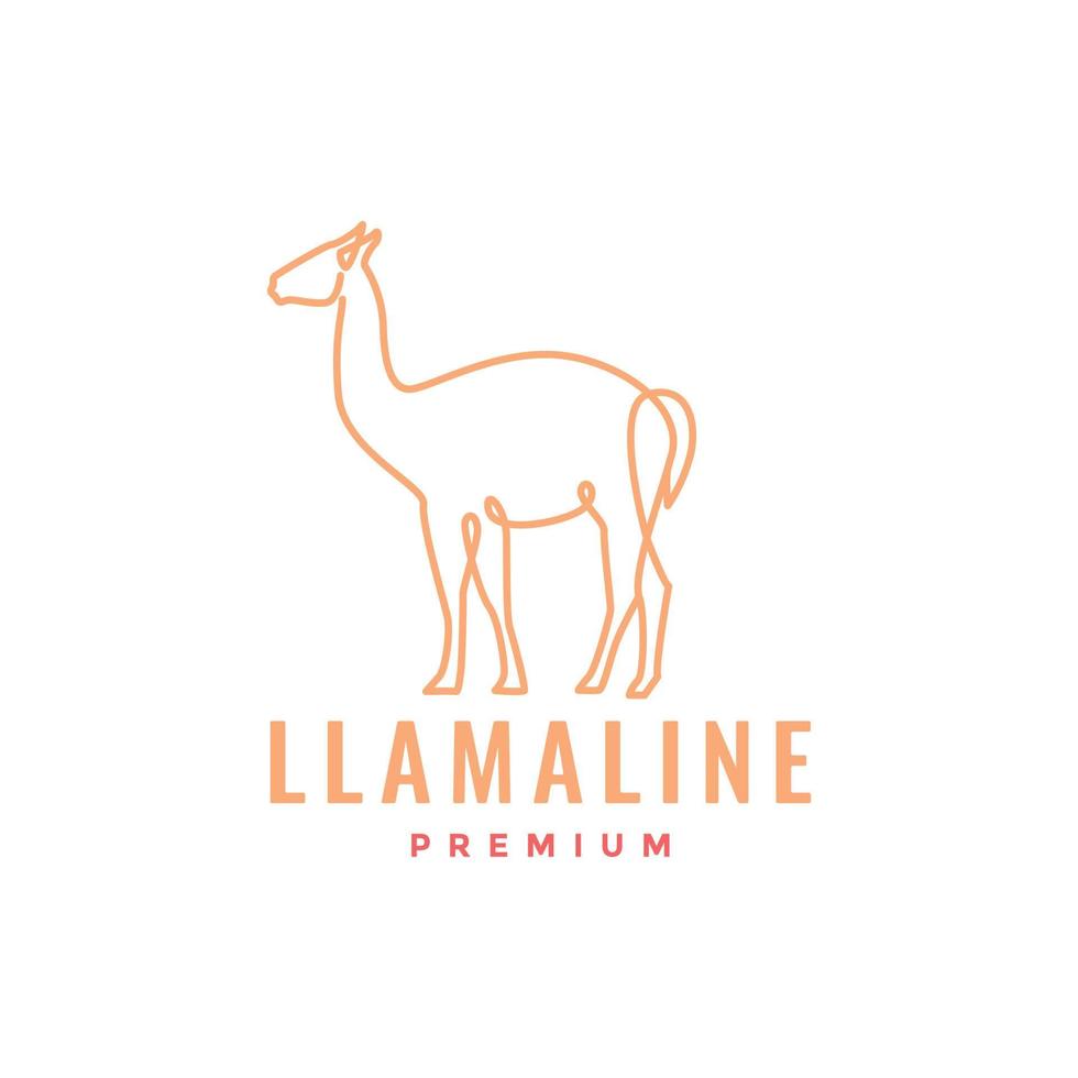 Lama Tier Bauernhof Linie Kunst minimal Logo Design Vektor