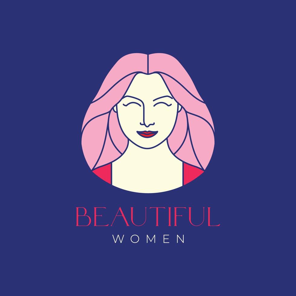 Schönheit Frauen weiblich am längsten Haar Lächeln farbig Haar Salon Behandlung Haut Pflege modern Logo Design Vektor