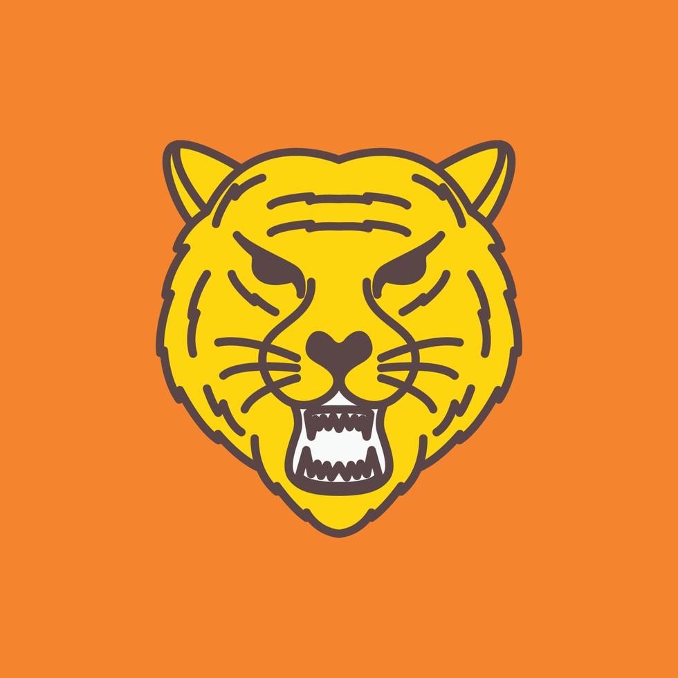 huvud djur- fä vilda djur och växter tiger ryta linje konst färgrik orange logotyp design vektor