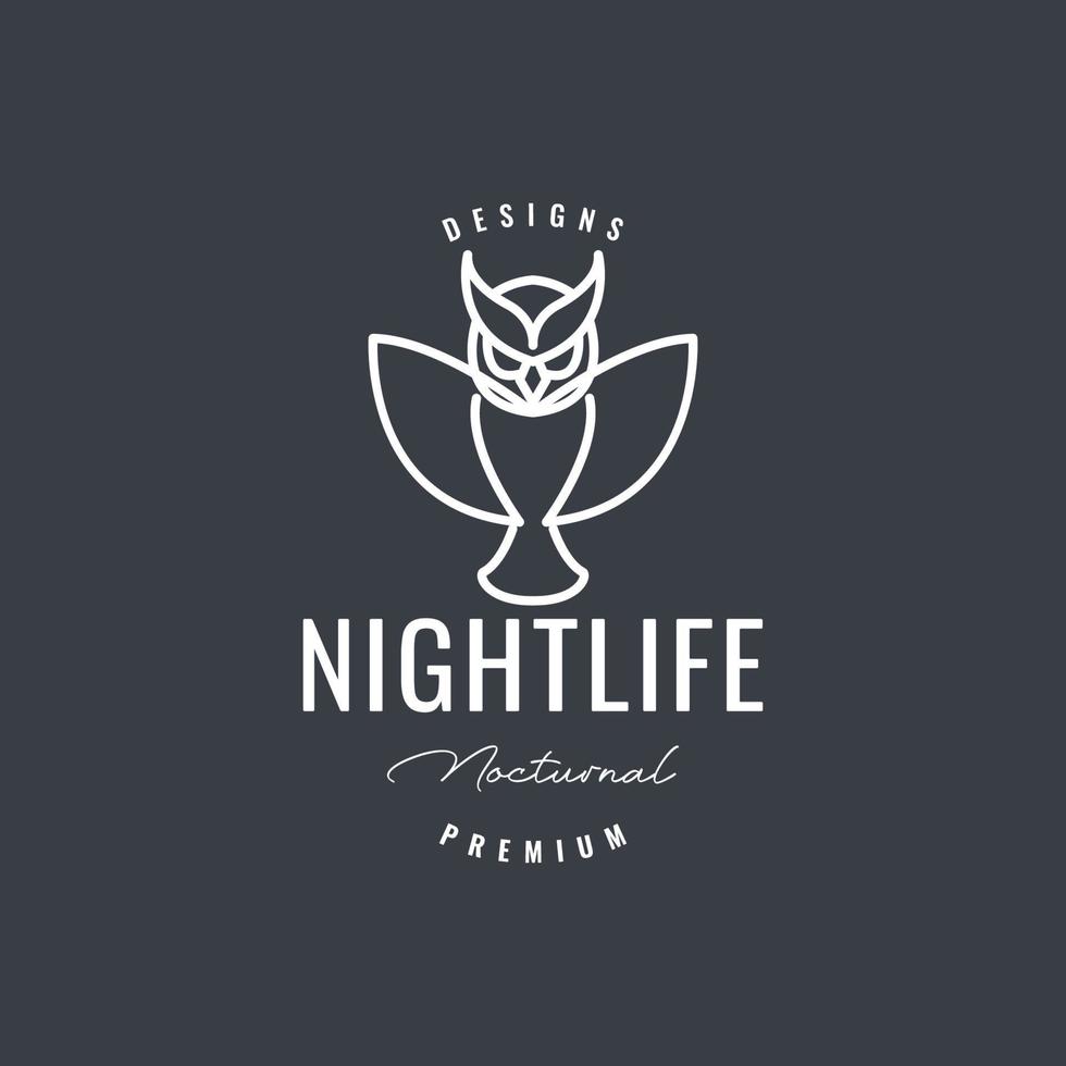 Örn Uggla flygande geometrisk natt modern linje logotyp design vektor