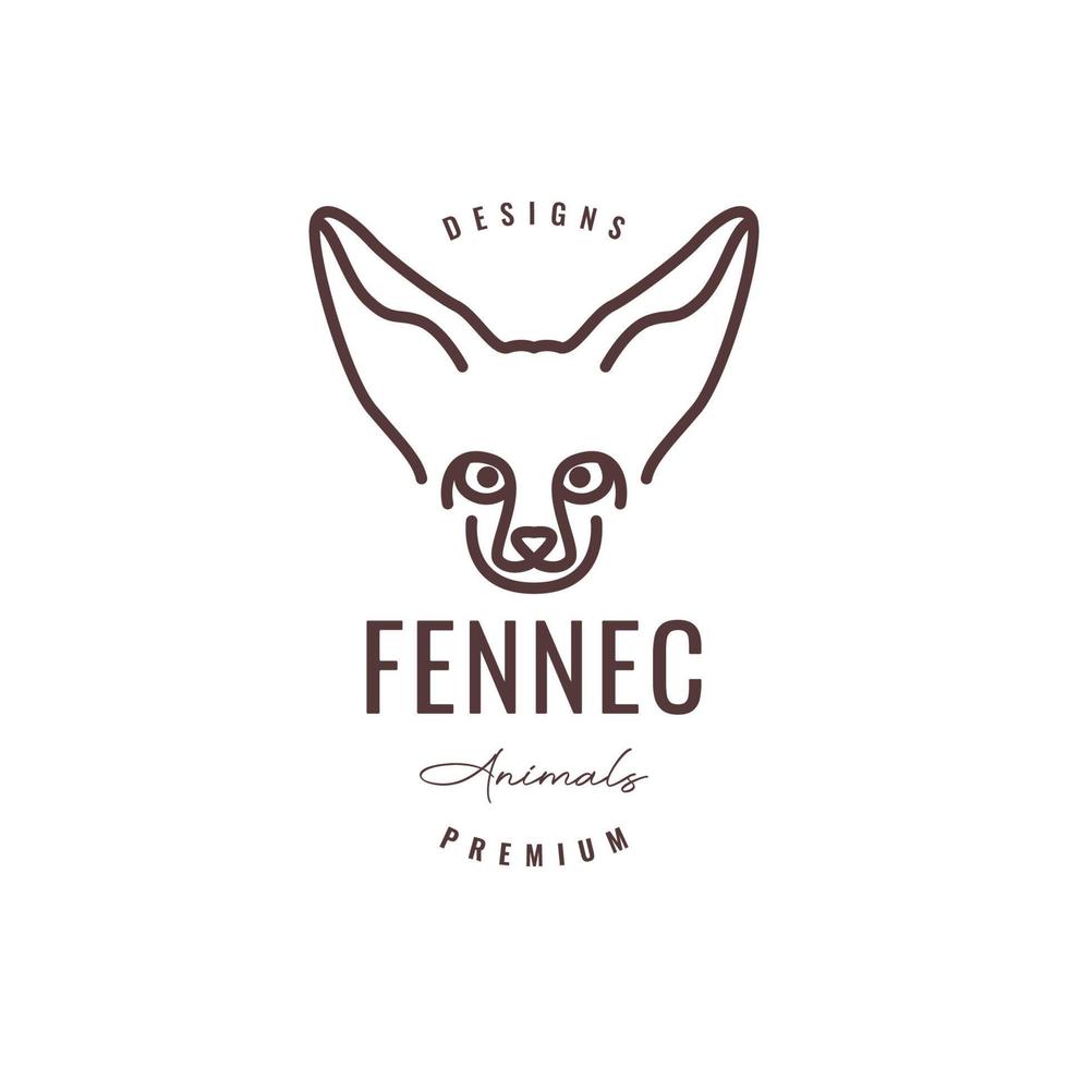 fennec räv stor öra ansikte linje minimal hipster logotyp design vektor
