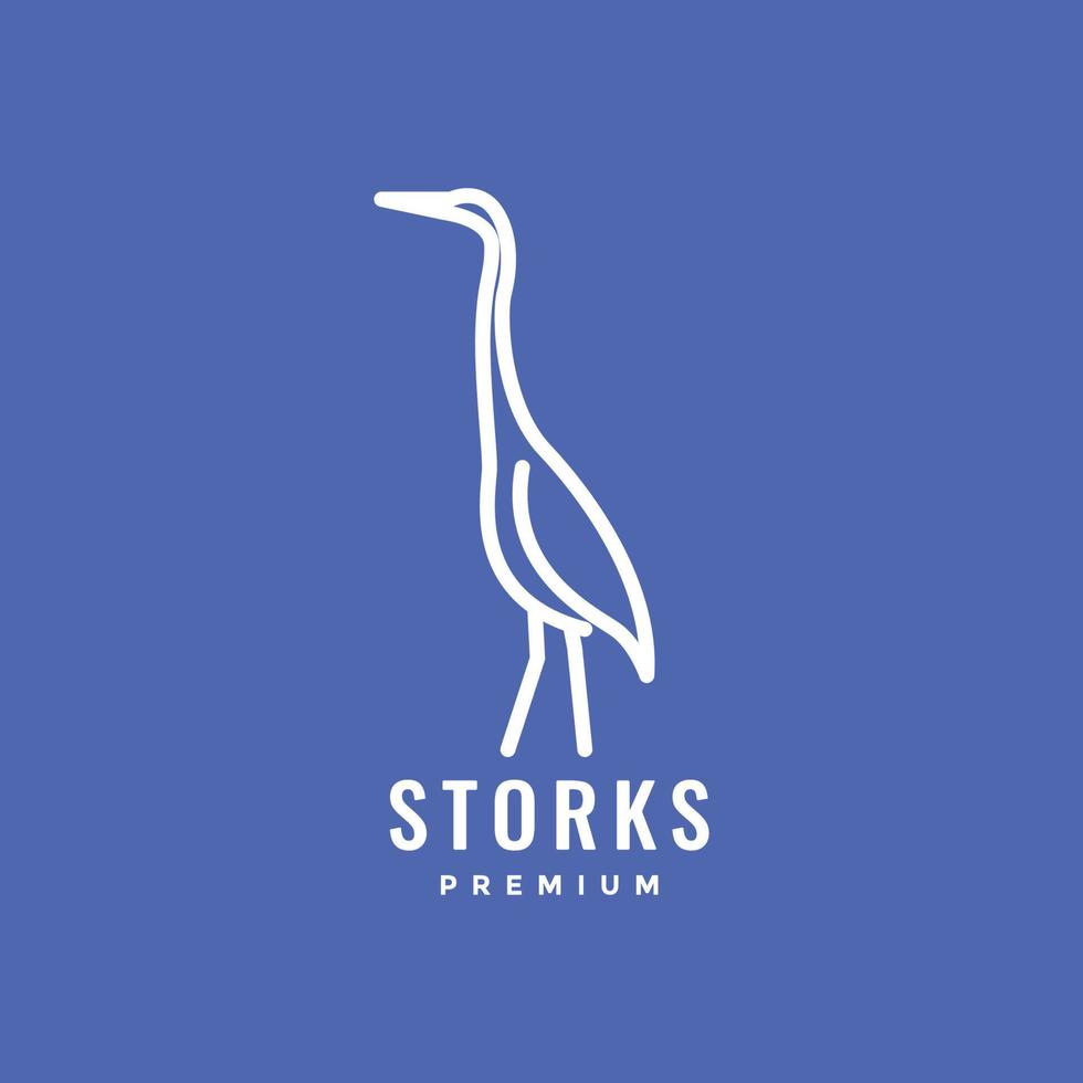 gående fågel sjö stork skönhet lång nacke minimal logotyp design vektor