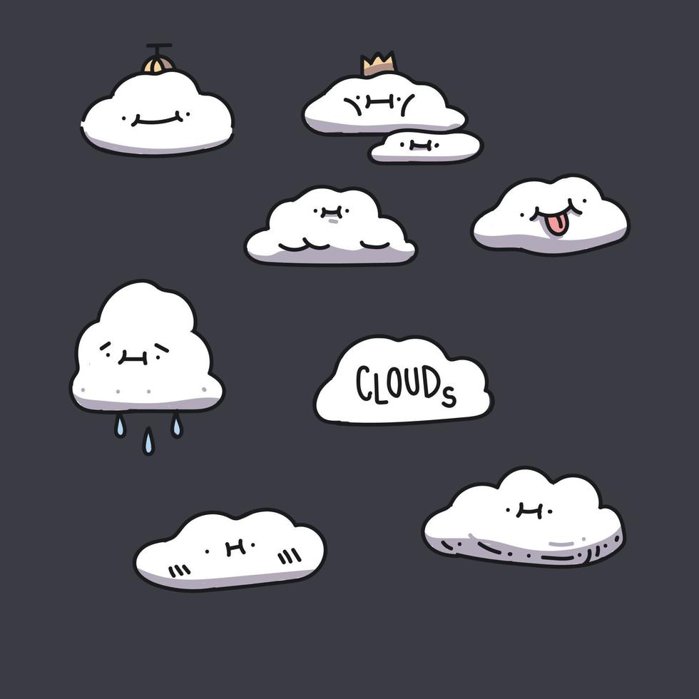moln doodle set vektor