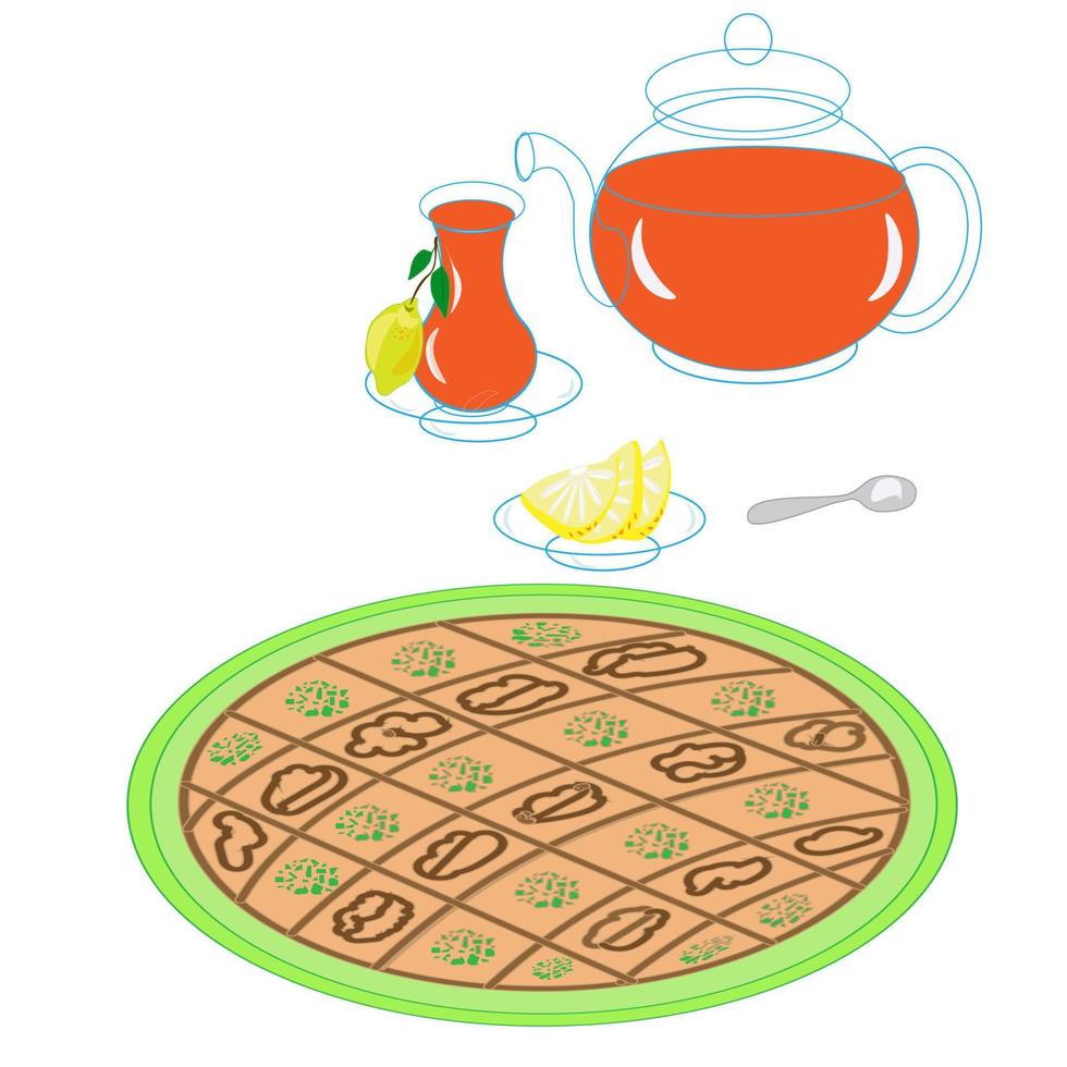 einstellen Tee einstellen Backen Tee Süßigkeiten. Gekritzel Illustration zum das Speisekarte. vektor