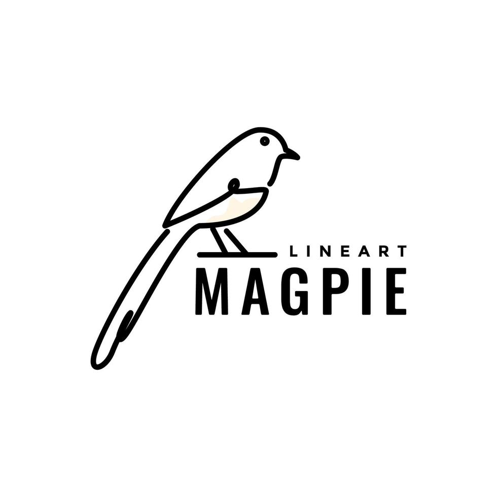 wenig Vogel Sänger Elster lange Schwänze Schönheit Linie Kunst modern Logo Design Vektor