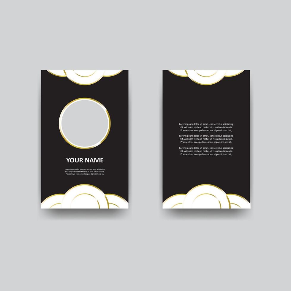 elegant id-kort eller visitkortsmall i svart vitt och guld vektor