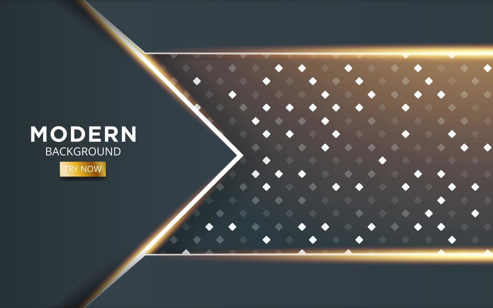 modern dunkel abstrakt Technologie Hintergrund Banner Design mit Gold Linie und golden Strahlen. Überlappung Schichten mit Papier Wirkung. realistisch Licht bewirken auf texturiert Partikel hintergrund.vektor Illustration. vektor