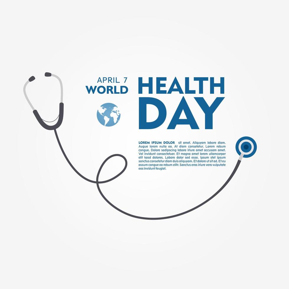 Welt Gesundheit Tag. Welt Gesundheit Tag Konzept Text Design mit Arzt Stethoskop. vektor