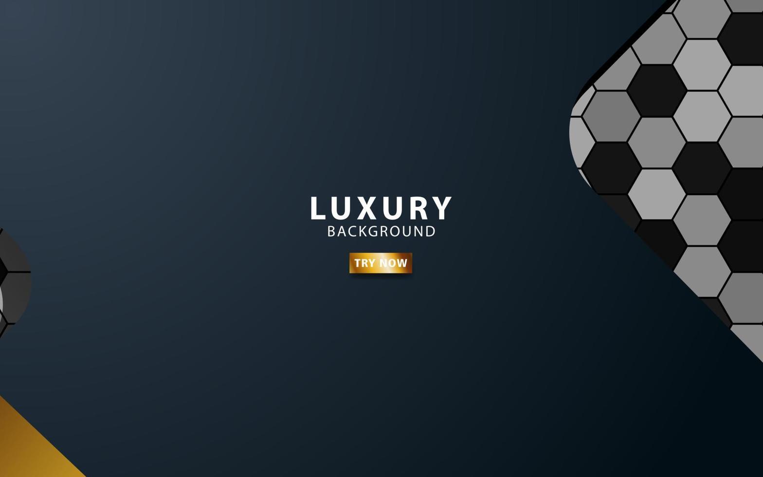 Luxus Prämie schwarz und Gold Überlappung Schichten Hintergrund Banner Design. realistisch golden Licht bewirken auf texturiert Hexagon Hintergrund. vektor