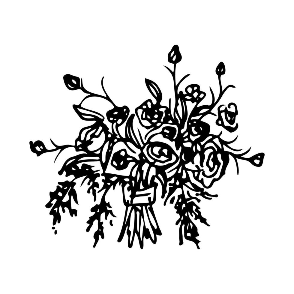 bukett av blommor i klotter stil. hand dragen vektor illustration blommor