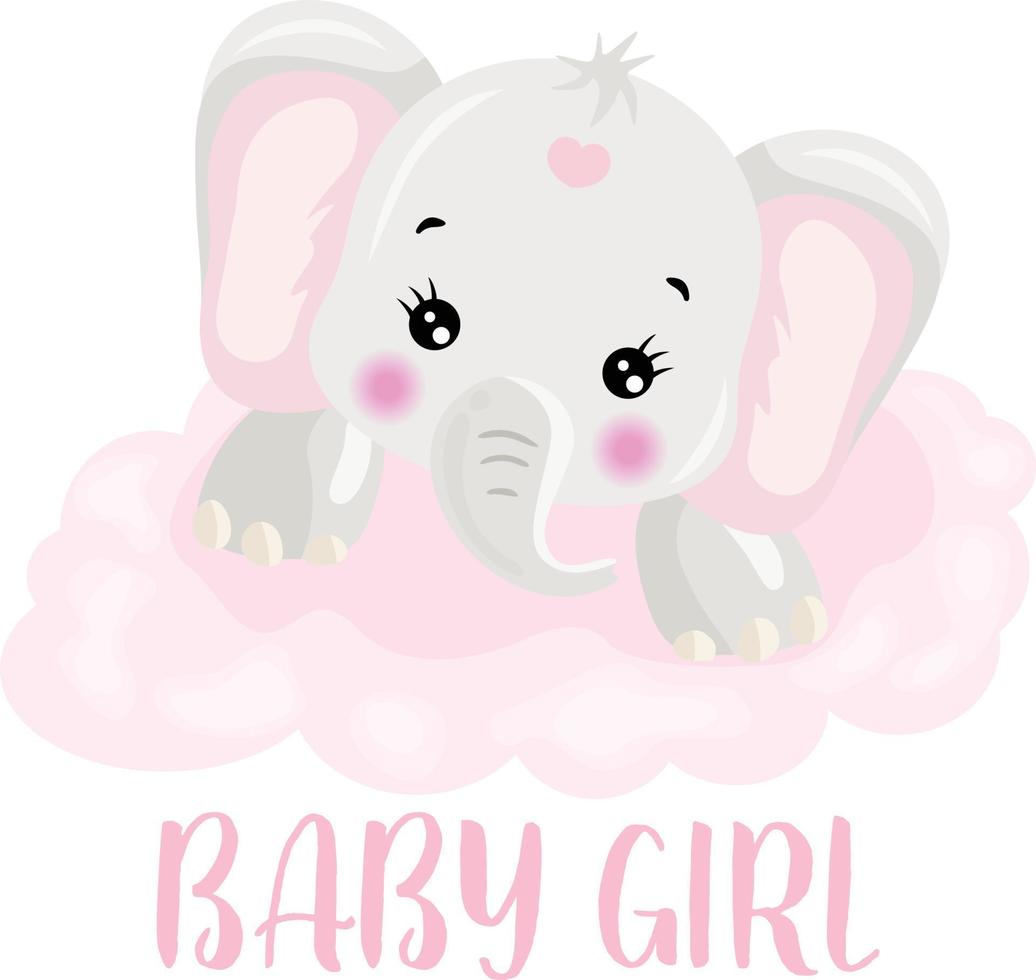 Baby Mädchen Rosa süß Elefant vektor