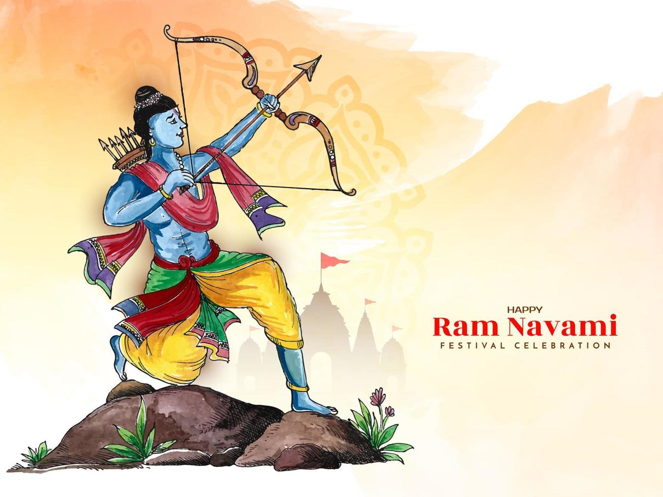 religiös glücklich RAM Navami Hindu Festival Feier Hintergrund Design vektor
