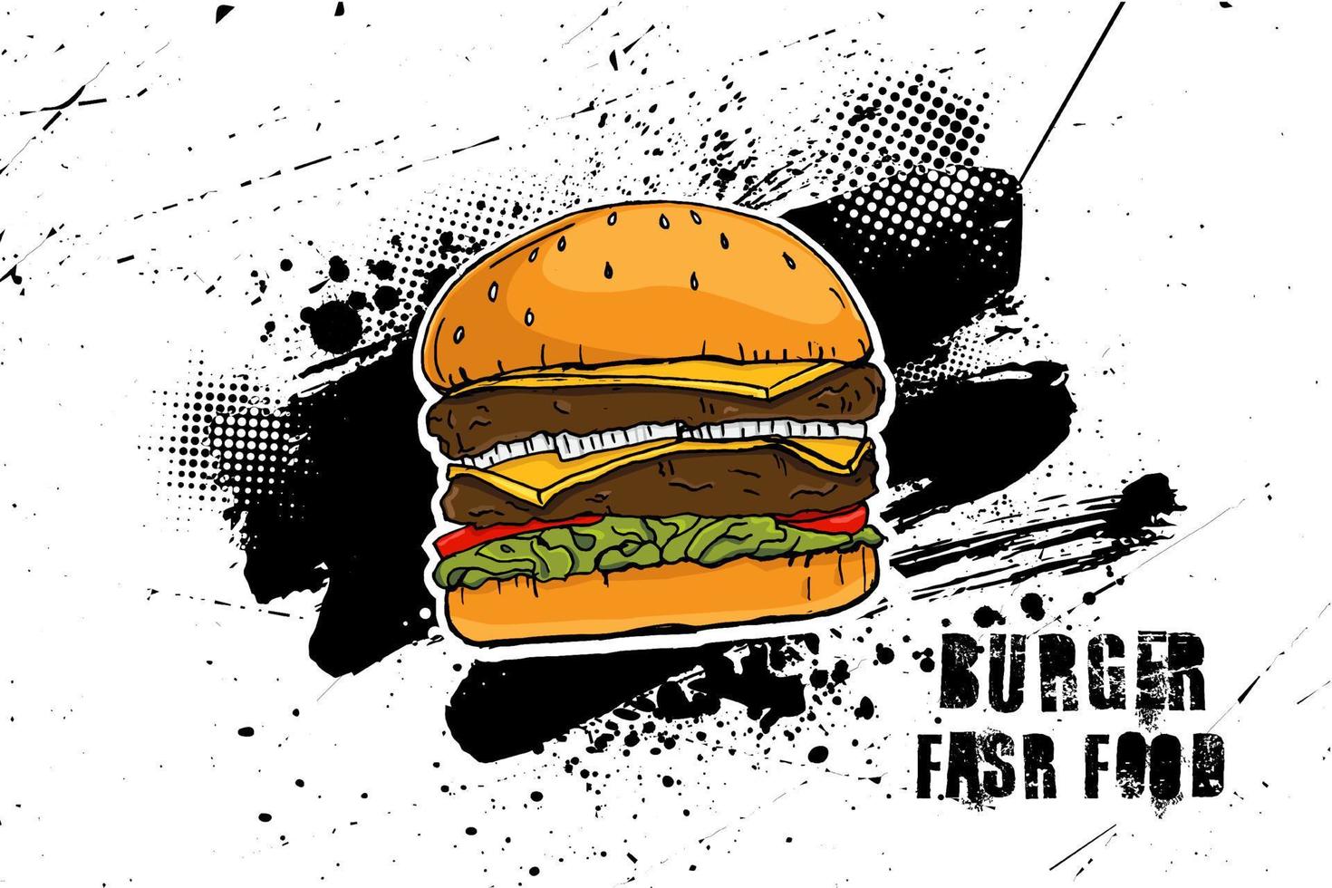 Vektor Hamburger Hand gezeichnet skizzieren Poster retro Stil.