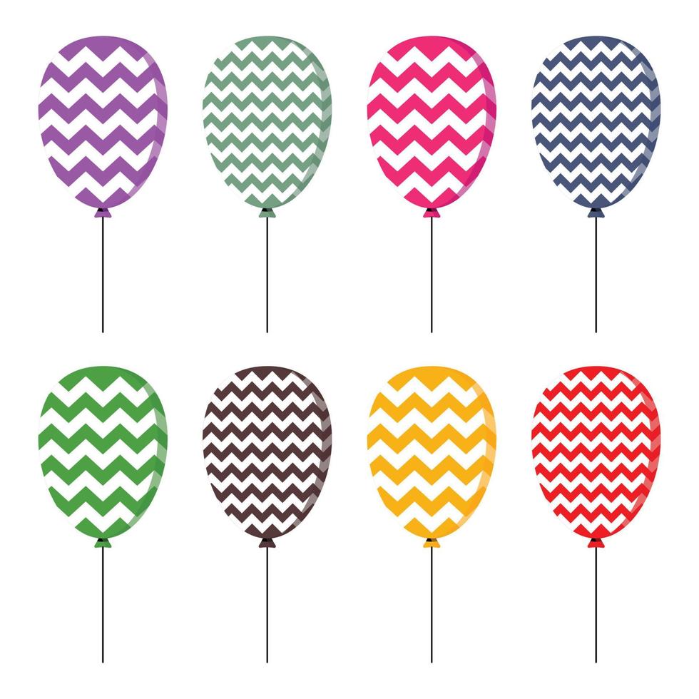 Haufen Luftballons für Geburtstage und Partys. bunte Luftballons auf weißem Hintergrund. flaches Symbol vektor