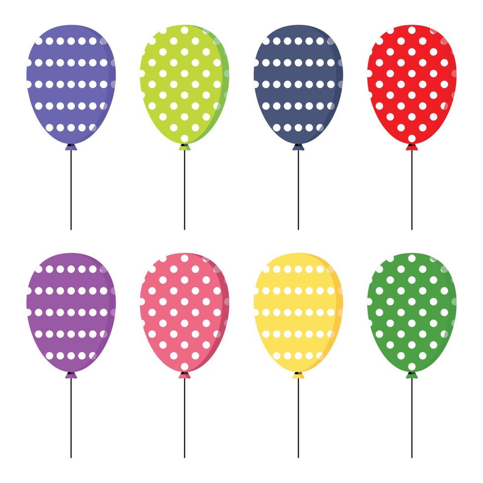 Haufen Luftballons für Geburtstage und Partys. bunte Luftballons auf weißem Hintergrund. flaches Symbol vektor