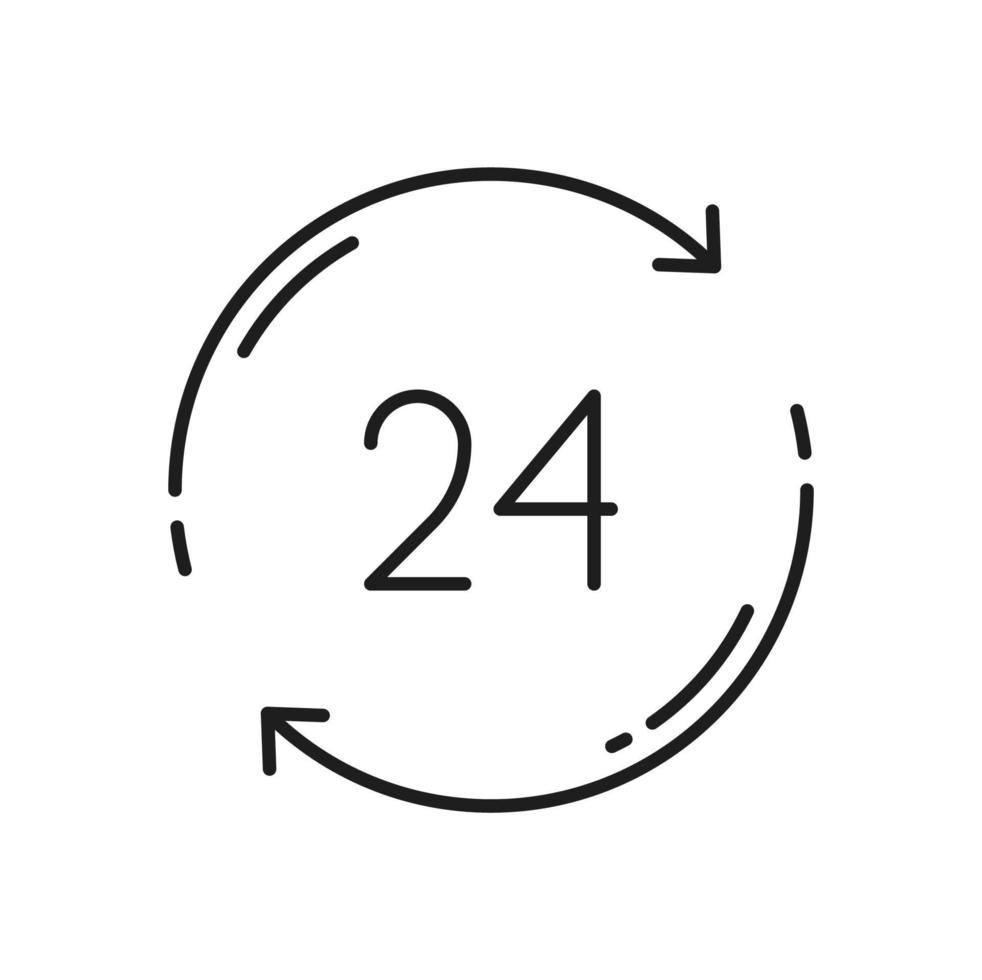 24 timmar leverans service ikon. översikt timer vektor
