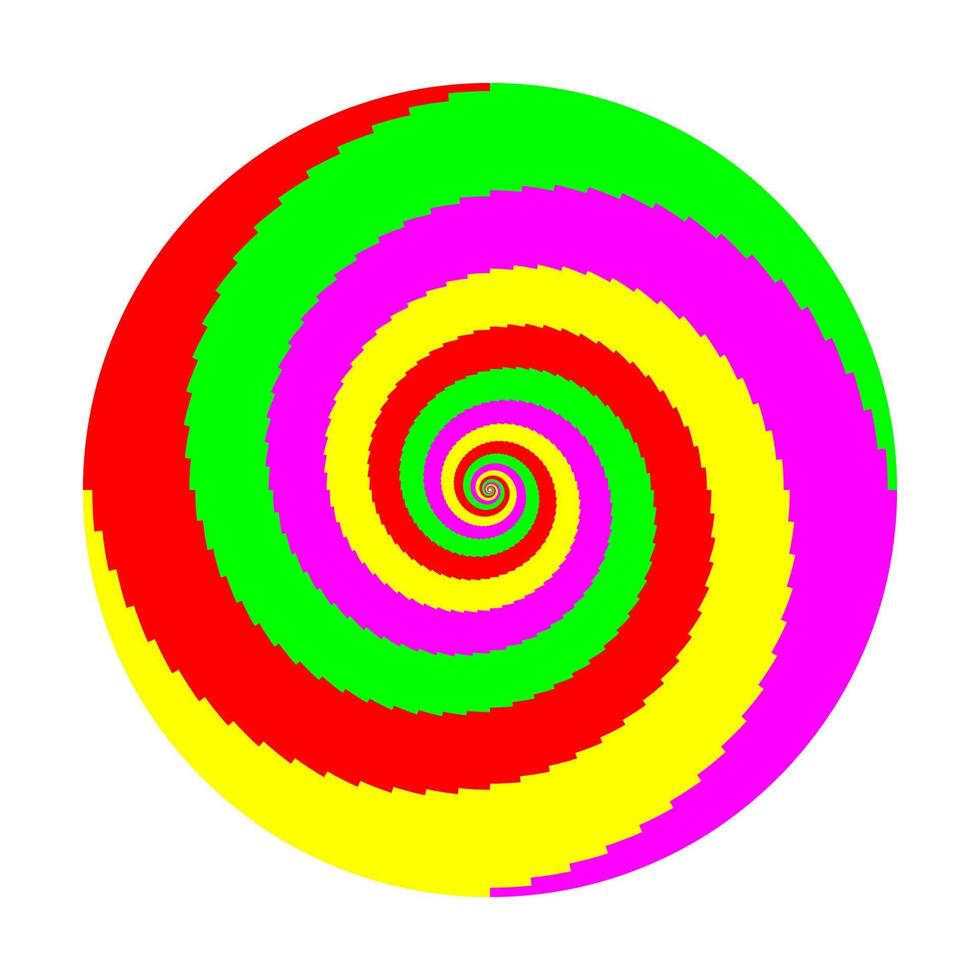 Rot, Gelb, Rosa und Grün hypnotisch Spiral- Kreis Logo Vektor. kreisförmig Mandala Strudel Muster. vektor