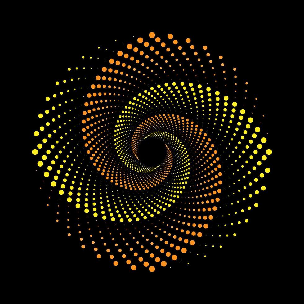 Gelb und Orange gepunktet Spiral- Wirbel Kreis Vektor