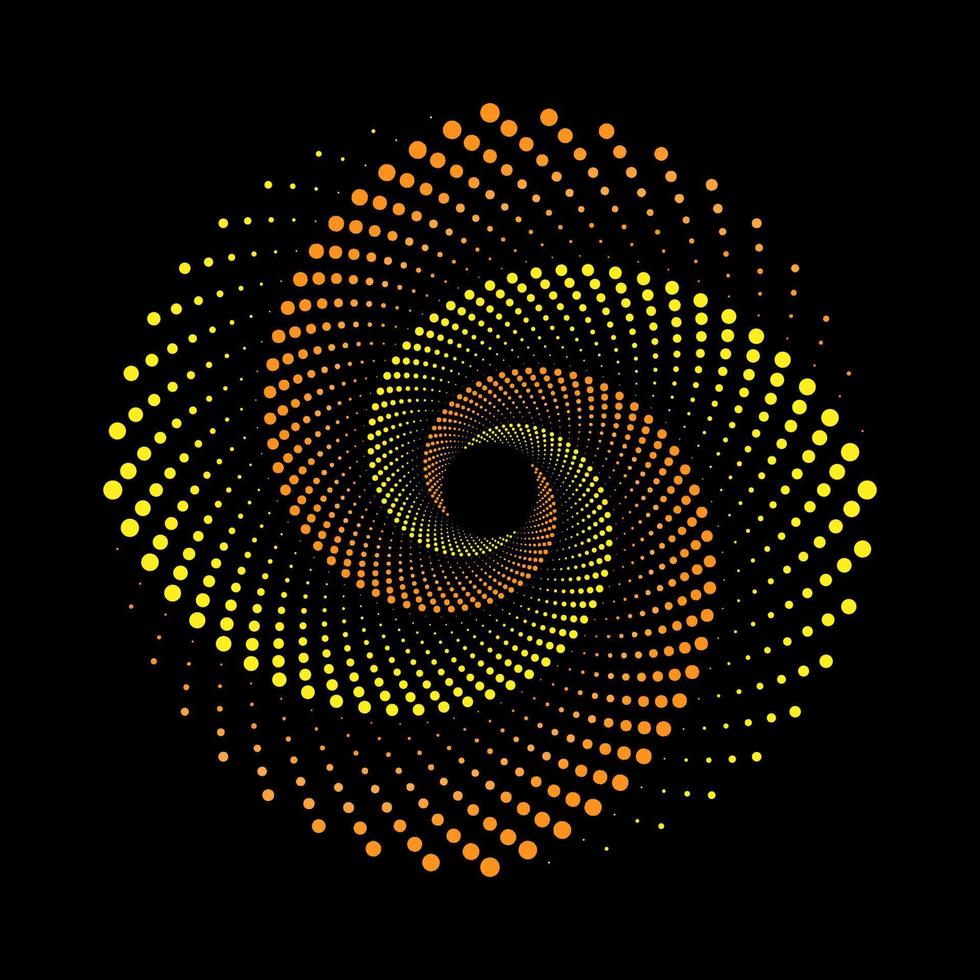gul och orange prickad spiral virvel cirkel vektor