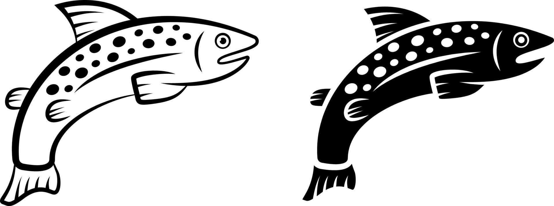 Vektor von ein Fisch Umriss. schwarz und Weiß Illustration. einfach eben Design. isoliert auf Weiß.