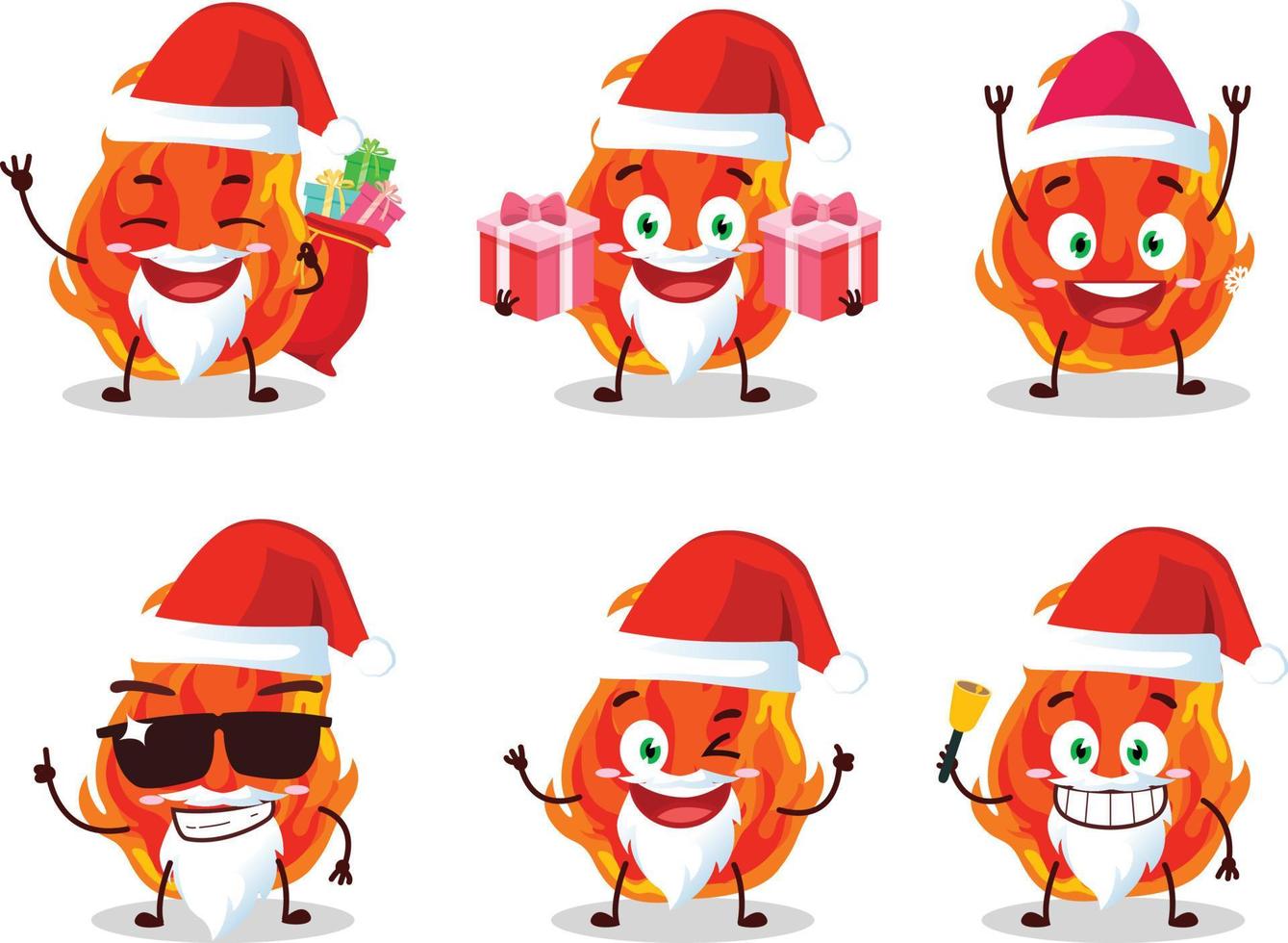 Santa claus Emoticons mit Feuer Karikatur Charakter vektor