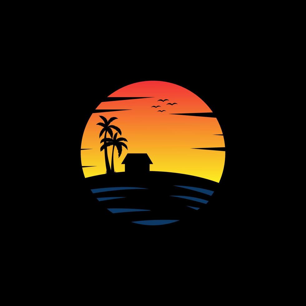 Ozean Strand Sonnenuntergang Reise Logo Vektor, gut zum Reise Unternehmen Logo vektor