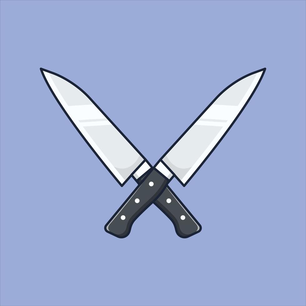 doppelt Küche Messer Karikatur Symbol Vektor Illustration. geeignet zum Essen Symbol Konzept Vektor isoliert auf Blau Hintergrund