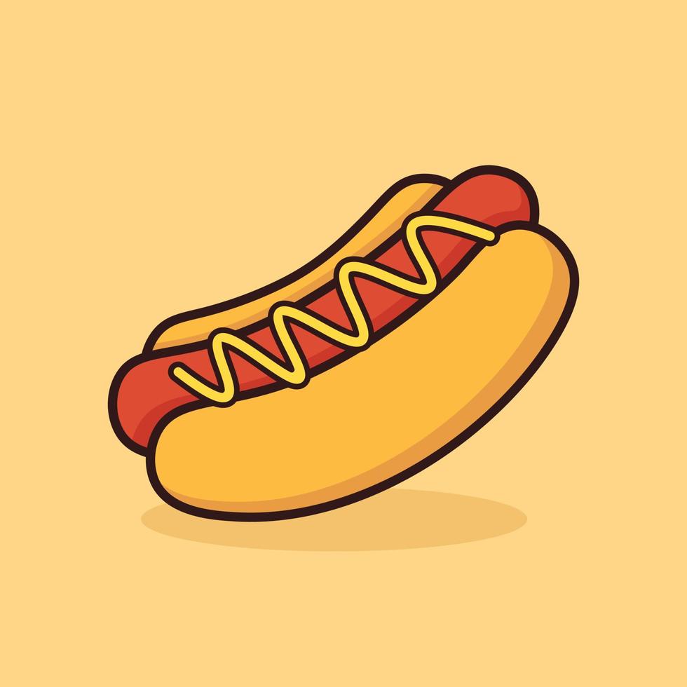 amerikanisch Hotdog Sandwich Karikatur Symbol Vektor Illustration. Essen Symbol Konzept Illustration, geeignet zum Symbol, Logo, Aufkleber, Clip Art