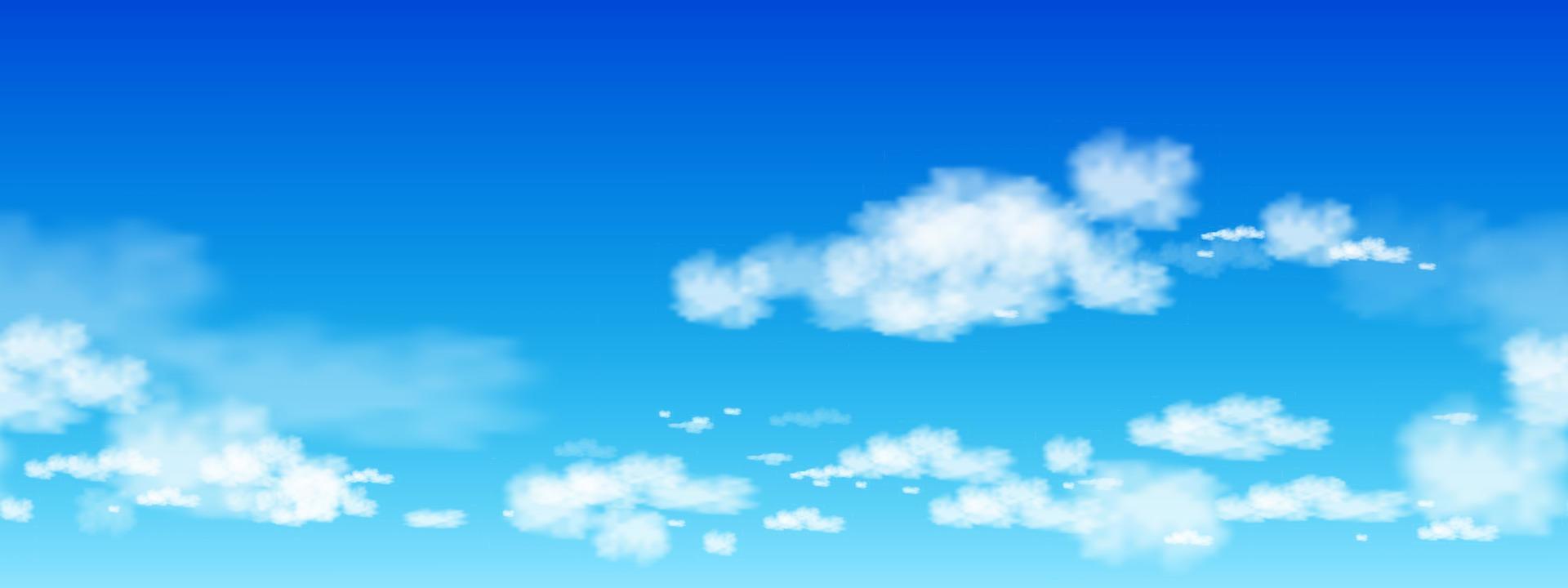 nahtloser blauer himmel mit altostratus-wolkenhintergrund, vektorkarikatur breites horizontmuster des naturhimmels mit zirruswolken, konzept alle saisonalen banner im sonnigen frühling und sommer am morgen vektor