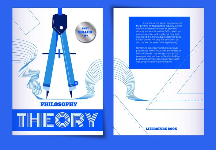 Blå koncept Geometry Linjal Vektor Illustration Filosofi Bokomslag