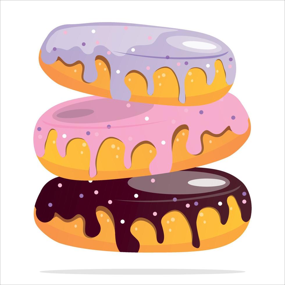 Süss Donuts mit Rosa Glasur. Vektor Illustration von das Krapfen Symbol. Erdbeere Sanft Eis Creme, ein Symbol von konzeptionelle Essen, isoliert. eben Karikatur Stil, geeignet zum Netz Landung Buchseite, Banner.