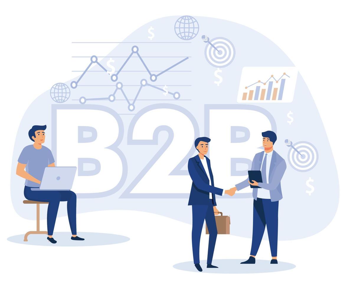 b2b företag till företag begrepp. framgångsrik företag samarbete. platt vektor modern illustration