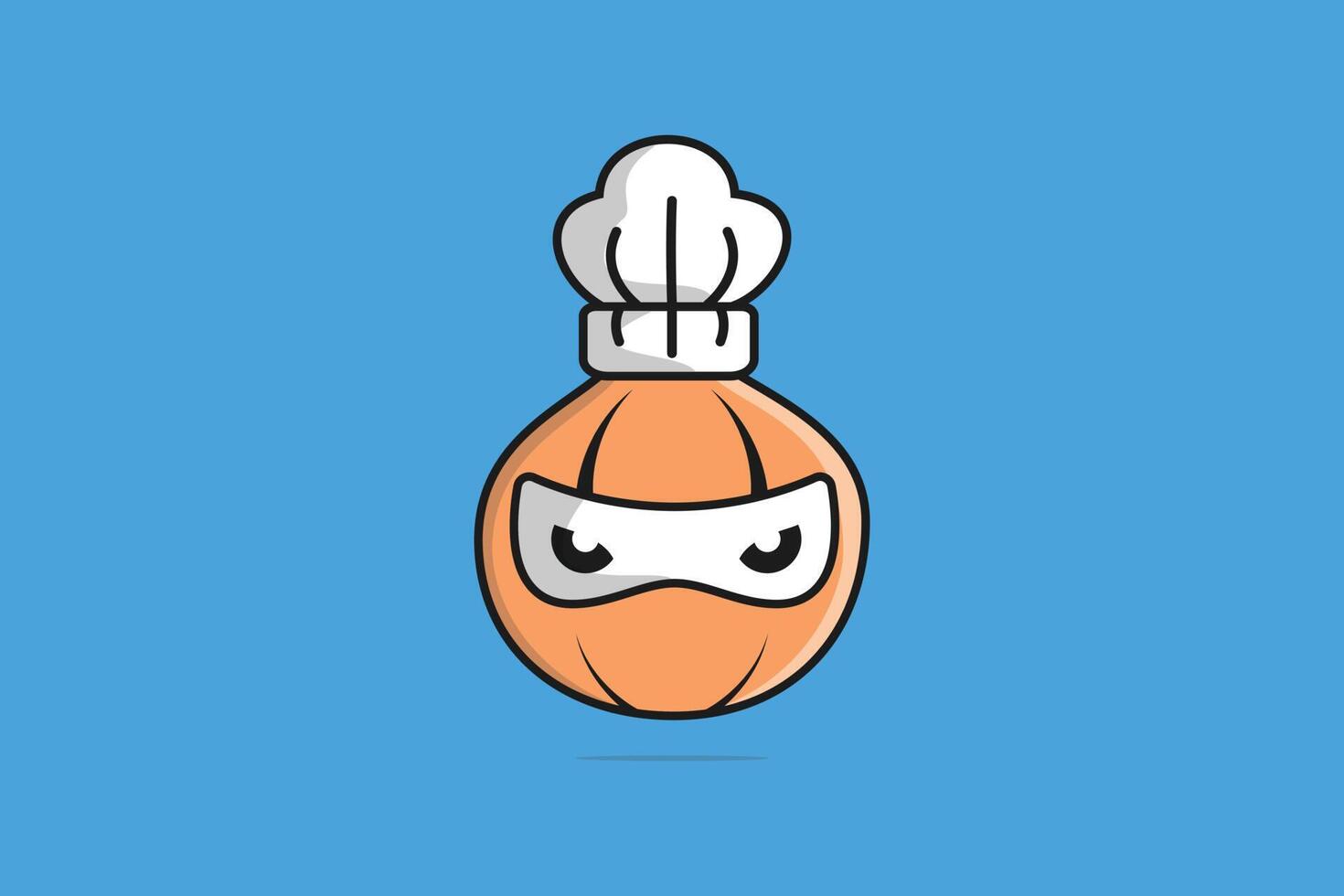 lök ninja med kock matlagning hatt vektor illustration. mat natur ikon begrepp. lök ninja tecknad serie karaktär vektor design. kreativ ninja kock hatt logotyp ikon.