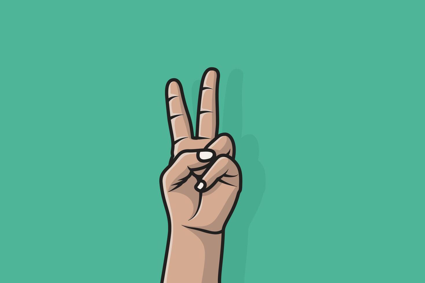 männlich Hand Zeichen Sieg oder Frieden Vektor Illustration. Frieden Zeichen und Symbol Symbol Konzept. Sieg Hand Symbol Logo. v Zeichen isoliert Frieden Emoji Design.